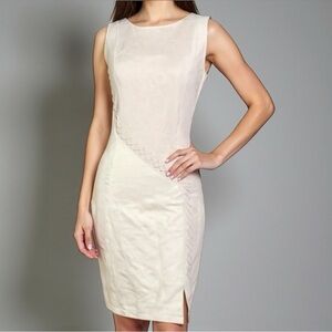 My Tribe Leather Blend Bodycon Dress With Stitching in Light Beige